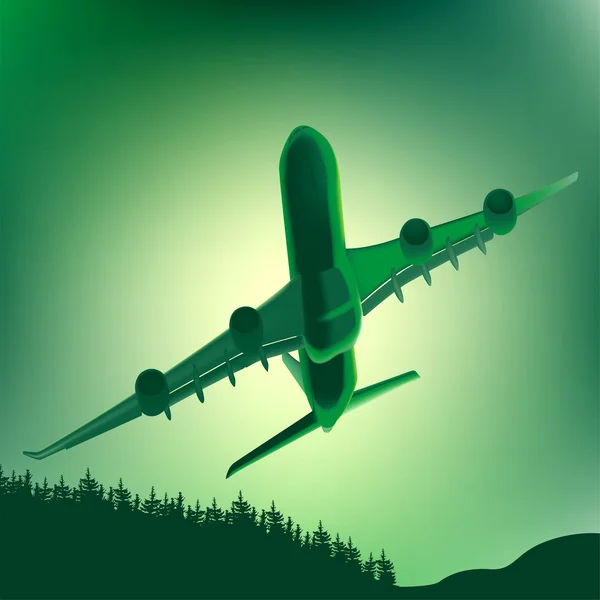 Airplane and Landscape — Stock Vector