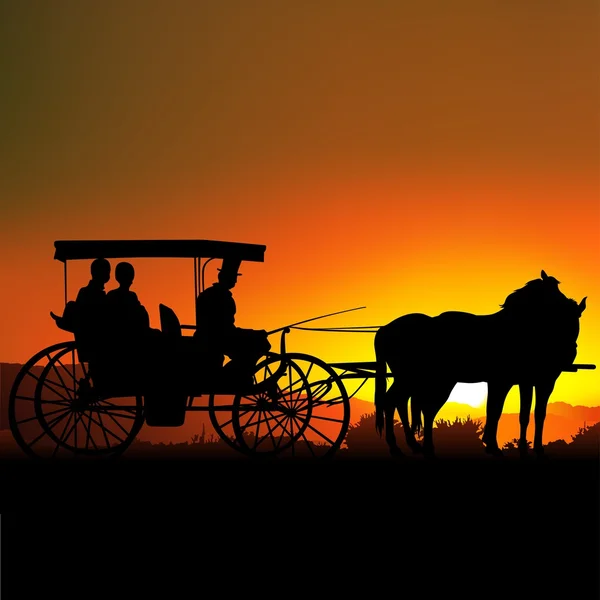 Carriage at Sunset — Stock Vector