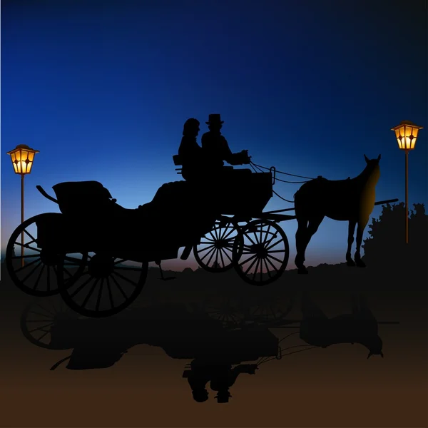 Carrozza di notte — Vettoriale Stock