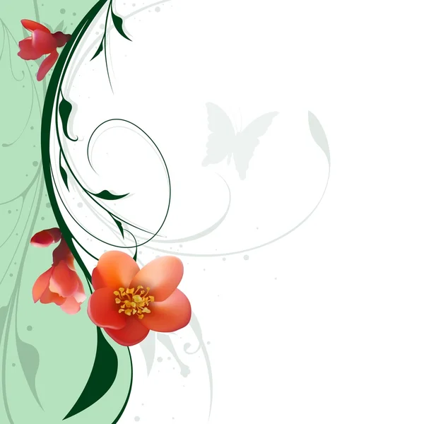 Fleurs florales et rouges — Image vectorielle