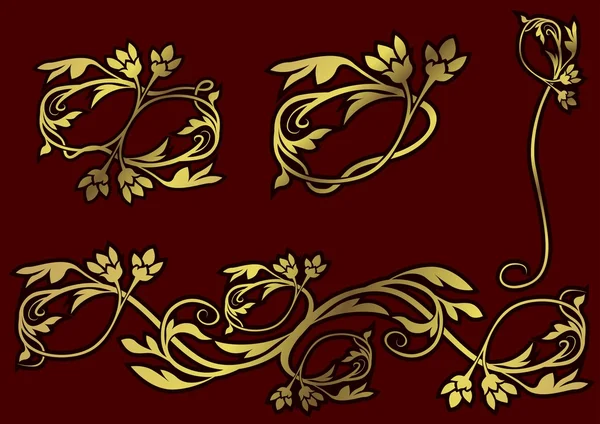 Ornements floraux d'or — Image vectorielle