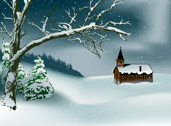 Winter Christmas Scene — Stock Vector