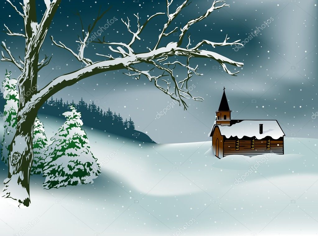 Winter Christmas Scene — Stock Vector © dero2010 #3213025