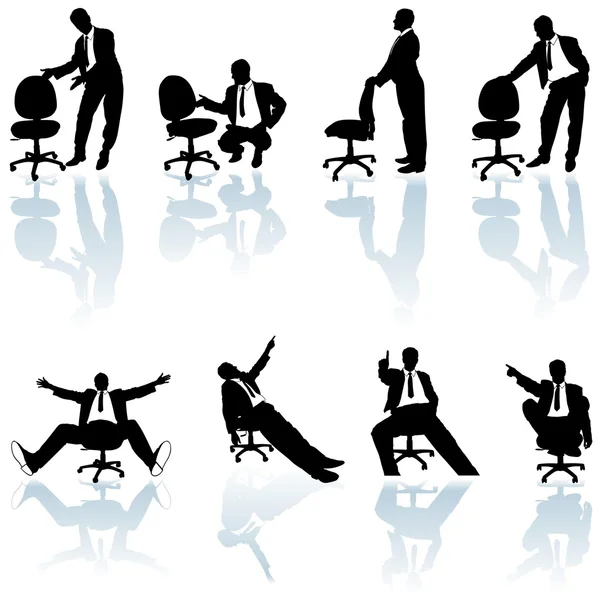 オフィスの人とローリング椅子 — ストックベクタ