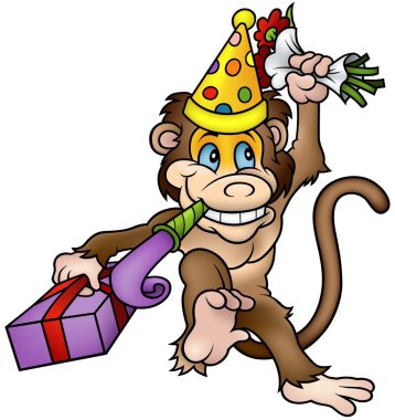 Monkey and Gift clipart