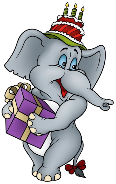 Elephant and Gift — Stock Vector