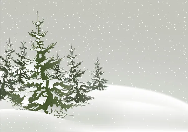雪と針葉樹 — ストックベクタ