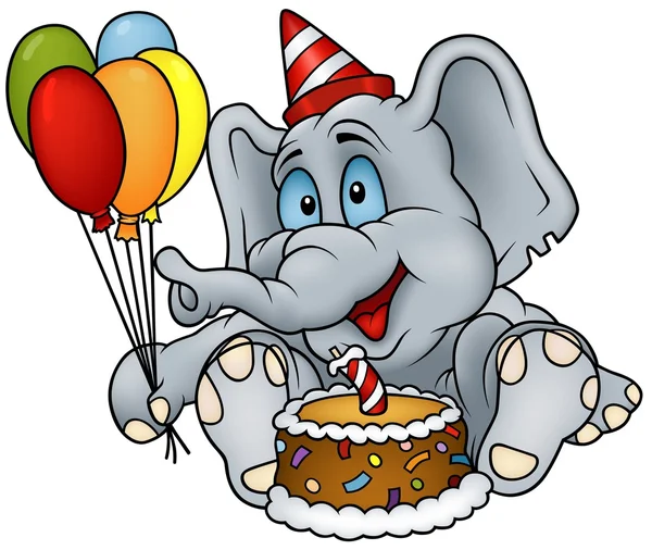 Elefante Feliz Cumpleaños — Vector de stock