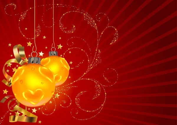Золоті різдвяні кульки та квіткові — стоковий вектор