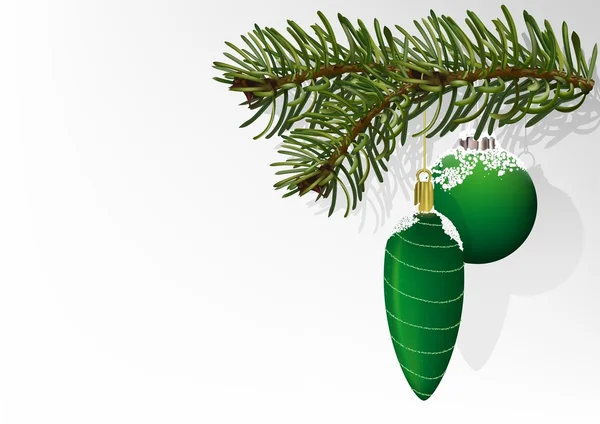 Dal ve yeşil Noel top — Stok Vektör