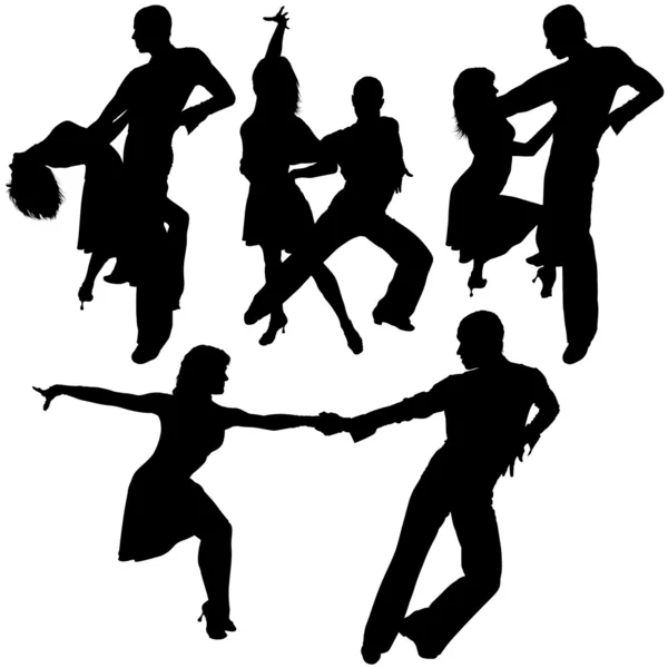 Latino Danza Silhouette — Vettoriale Stock