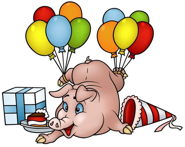Schwein mit Luftballons — Stockvektor