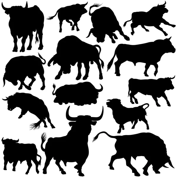Bull silhouette kollektion — Stock vektor