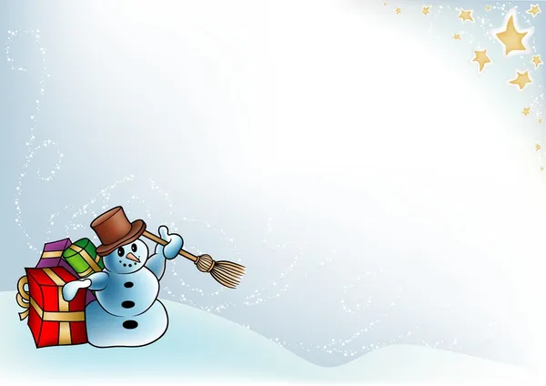 Снеговик и подарки — стоковый вектор