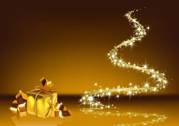 Gouden sterrenhemel Kerstmis spiraal — Stockvector