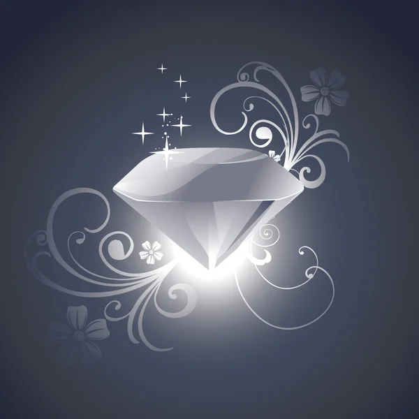 Vektor Diamant mit Blüten — Stockvektor