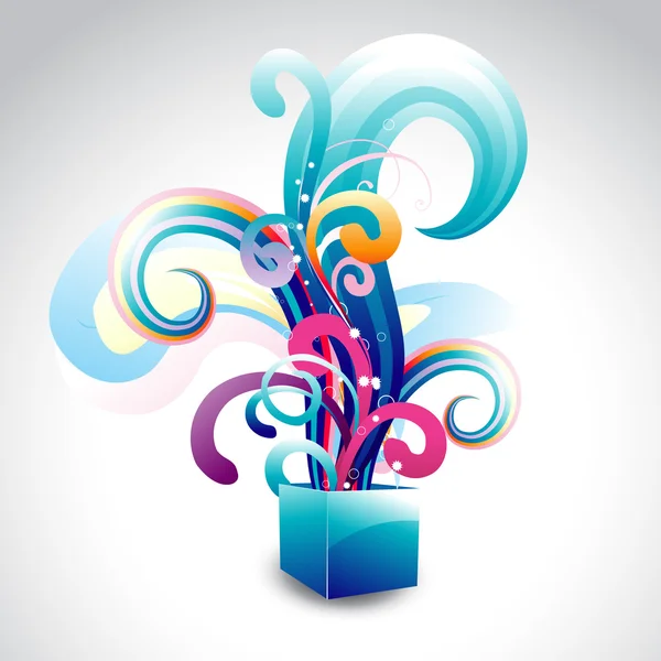Vector kleurrijke doos met bloemen — Stockvector