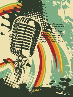 Abstract grungy vector mic clipart