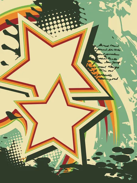 Grunge vektör yıldız retro sanat — Stok Vektör
