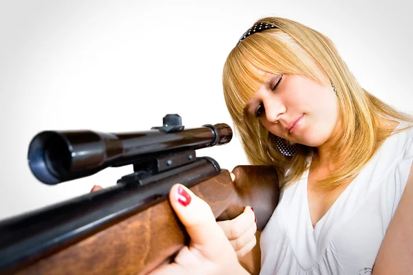 stock image Woman with a gun