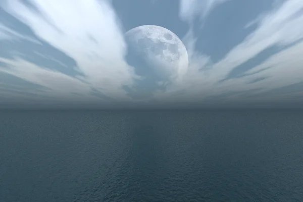 Луна над океаном — стоковое фото