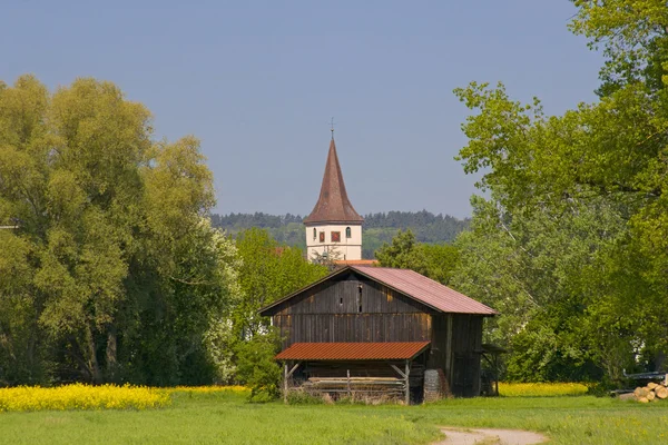 stock image Cabin with Church