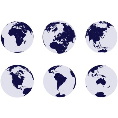 Earth globes with 6 continents clipart