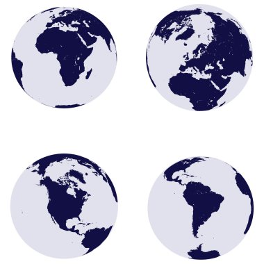 Earth globes with 4 continents clipart