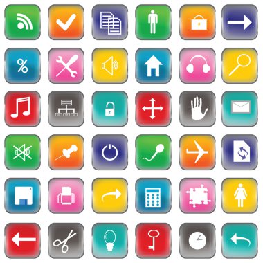 Set of colored web buttons clipart