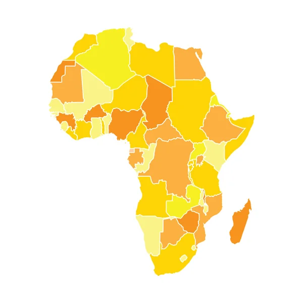 中黄颜色的非洲地图 — 图库照片