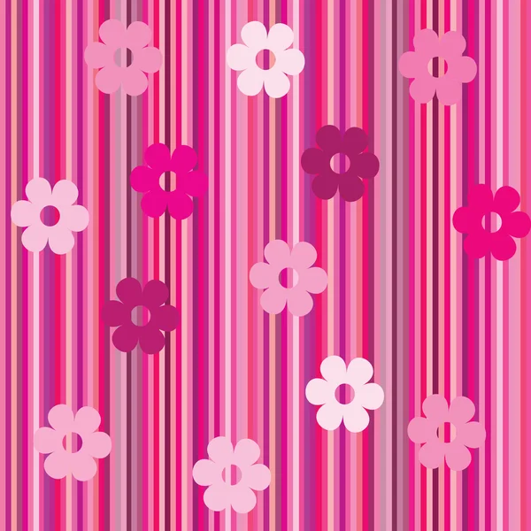 Background with pink stripes and flowers — Stock Photo, Image