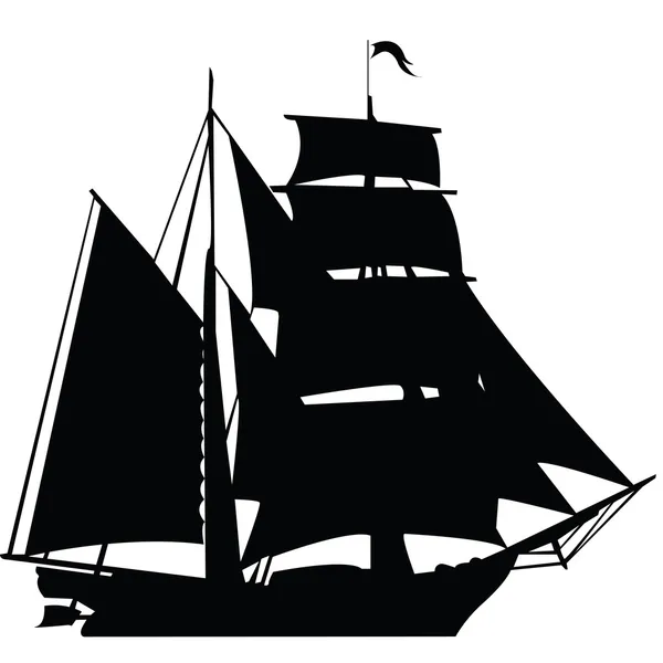 Black silhouette of sailing ship — Stock Photo, Image