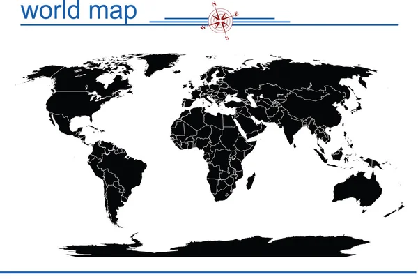 Siyah Dünya Haritası — Stok fotoğraf
