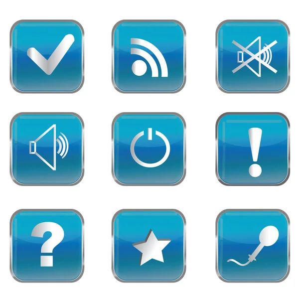 Blue buttons with pc icons — Stock Photo, Image