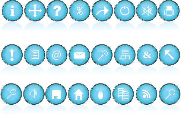 Blue round buttons with icons for pc — Stock Photo, Image