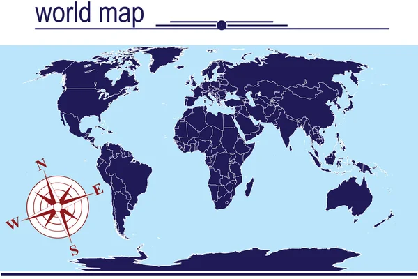 Blå världskarta på blå bakgrund — Stockfoto