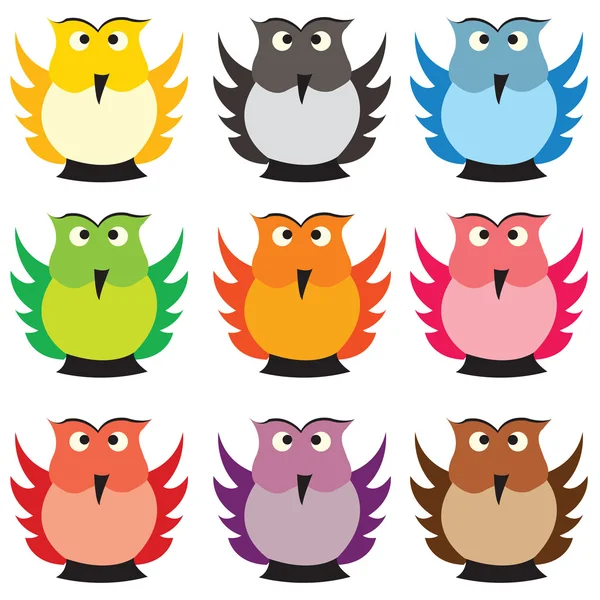Colored owls — Stock Photo, Image