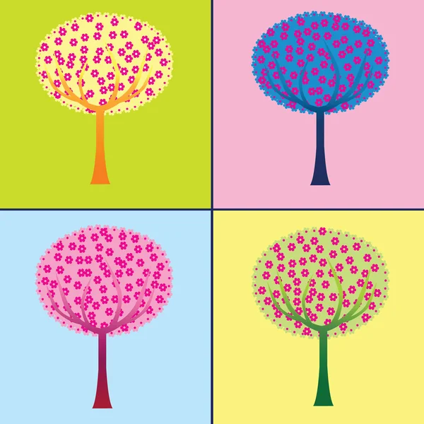Sammlung farbiger Bäume — Stockfoto