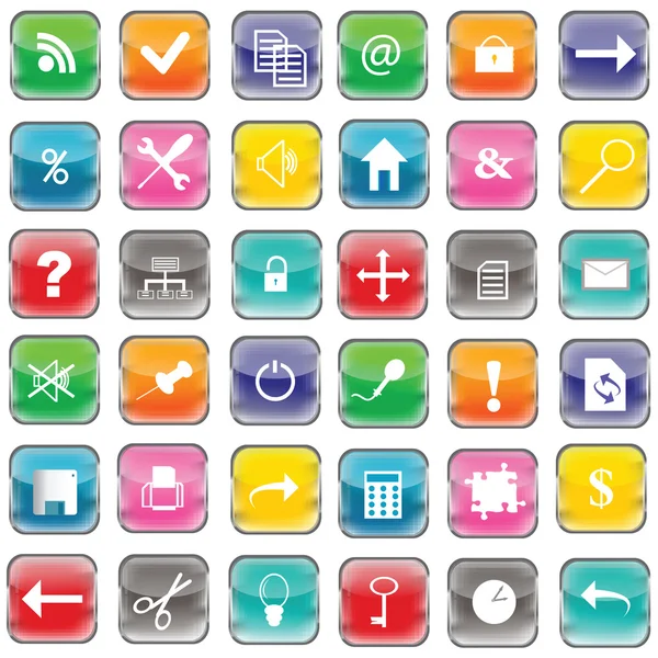 Farbige Web-Buttons mit Symbolen — Stockfoto