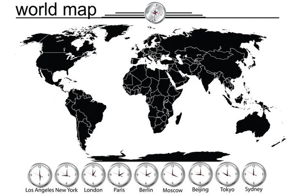 Ülke sınırları ile detaylı Dünya Haritası — Stok fotoğraf