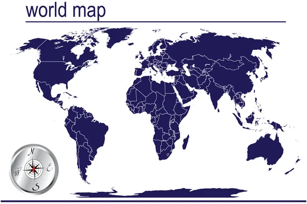 Ülke sınırları ile detaylı Dünya Haritası — Stok fotoğraf