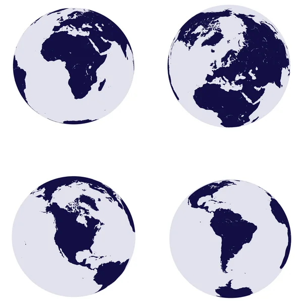 Globy ziemi z 4 kontynentów — Zdjęcie stockowe