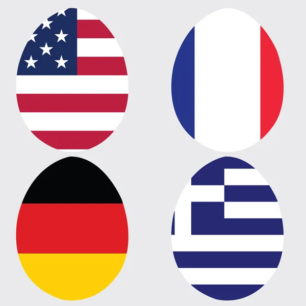 Œufs de Pâques avec différents drapeaux — Photo