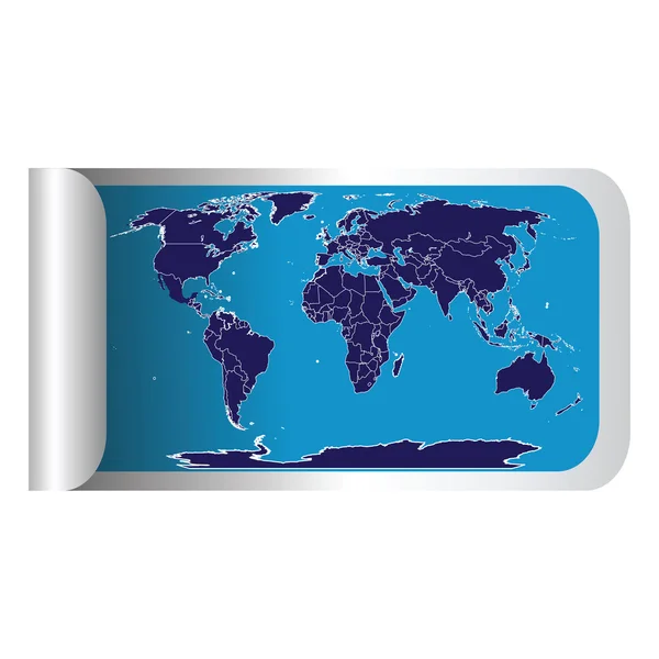 Fresh label stick with blue world map — Stock Photo, Image