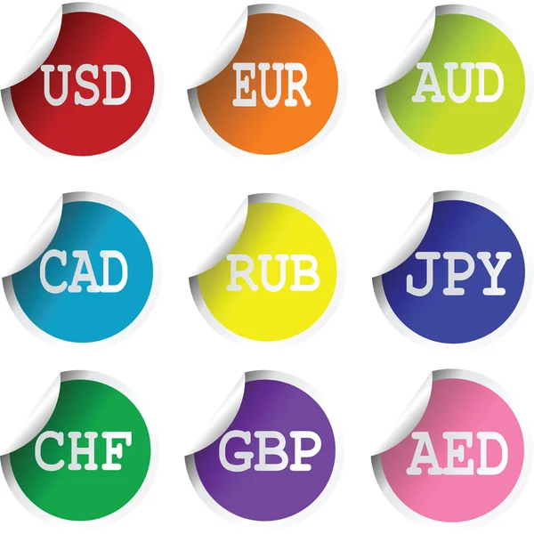 Fresh labels currency abreviations — Stock Photo, Image