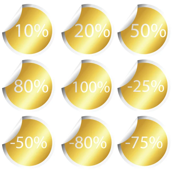 Golden stickers with procentual numbers — Stock Photo, Image
