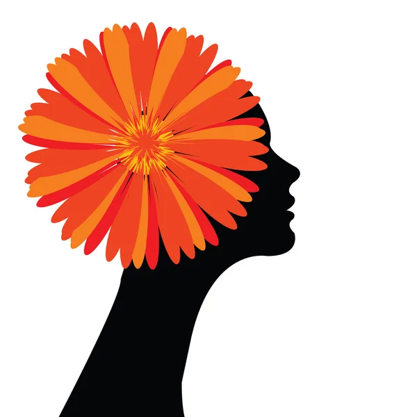 Flicka med blomma i håret — Stockfoto