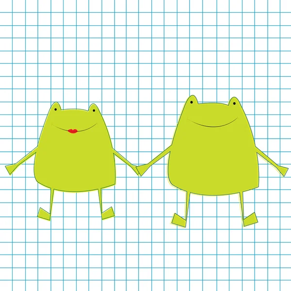 Зеленые лягушки на странице математики — стоковое фото