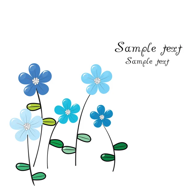 Cartão de saudação com delicadas flores azuis — Fotografia de Stock