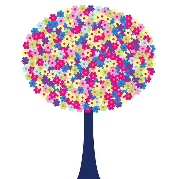 Glücklicher Baum mit farbigen Blumen — Stockfoto